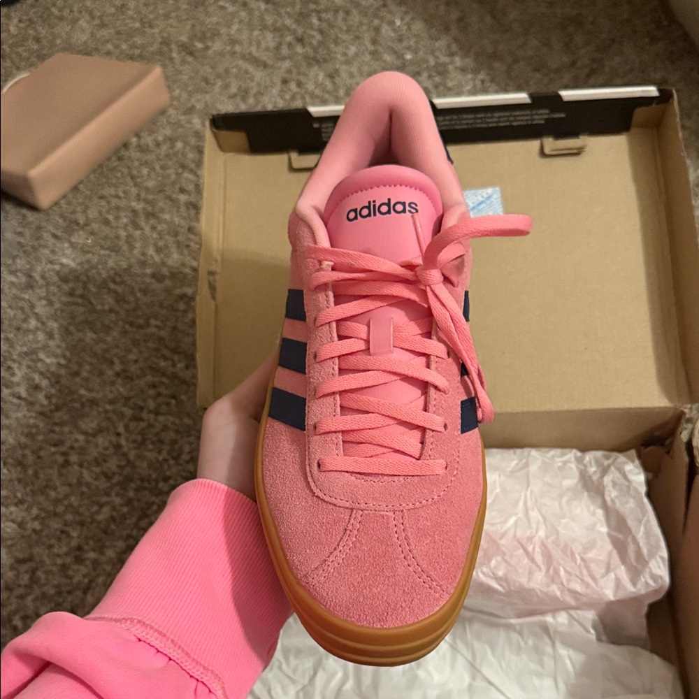 Adidas Women's Pink and Blue Sneakers - Picture 2 of 7